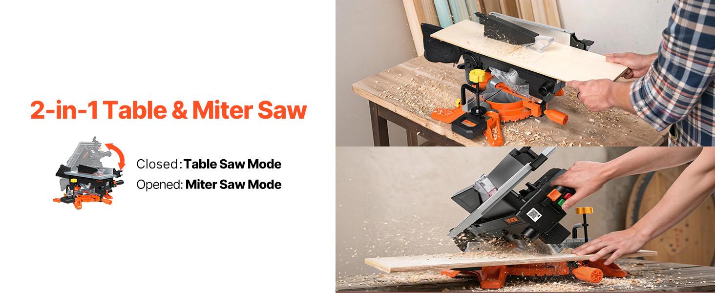 【DealsForYouDays】VEVOR 8-1/4 in 2-in-1 Sliding Miter Saw & Table Saw, Wood Cutter with Precision Laser Alignment, Adjustable Angles, 4800 RPM, Splash Guard for Cutting Wood, Metals, Laminates,father'sdaygifts 【DealsForYouDays】VEVOR 8-1/4 in 2-in-1 Sliding Miter Saw & Table Saw, Wood Cutter with Precision Laser Alignment, Adjustable Angles, 4800 RPM, Splash Guard for Cutting Wood, Metals, Laminates,father'sdaygifts