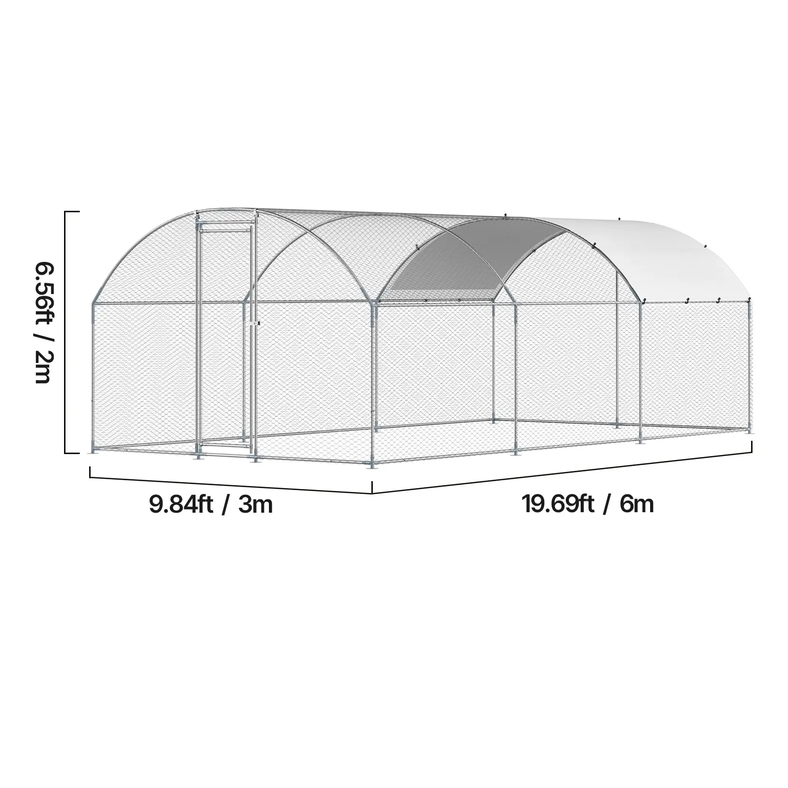 Gallinero metálico, 3 x 5,9 x 2 metros, corral grande con techo a dos aguas y cubierta, gallinero con cerradura de seguridad, jaula exterior para patos y conejos, corral para aves de corral para patio trasero, granja, jardín.