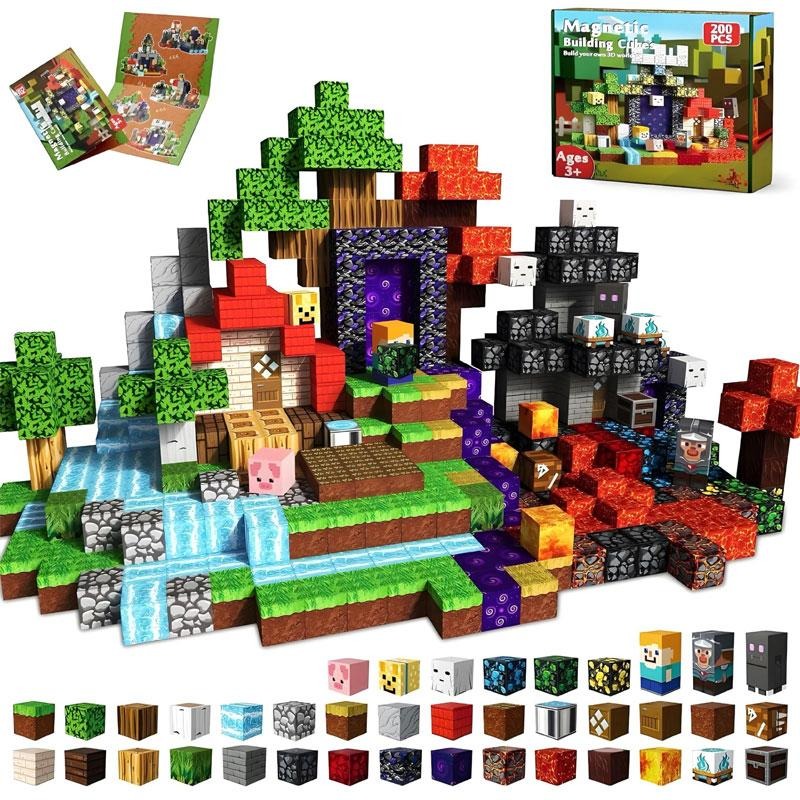 Set de 200 piezas de Bloques de Construcción Magnéticos para Niños de 3 a 8 años, Juguete Educativo STEM Montessori, Juego Sensorial y Regalo de Aprendizaje
