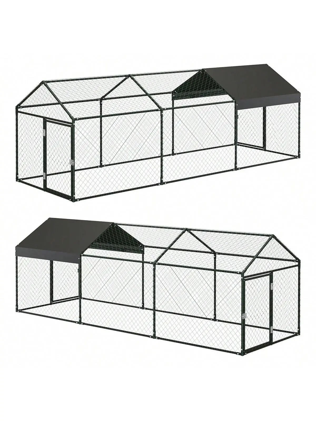 Gallinero grande de acero y plástico con cubierta resistente a la intemperie, corral portátil ventilado para aves de corral, gallinero transitable y seguro para gallinas de granja, recinto exterior para conejos y patos.