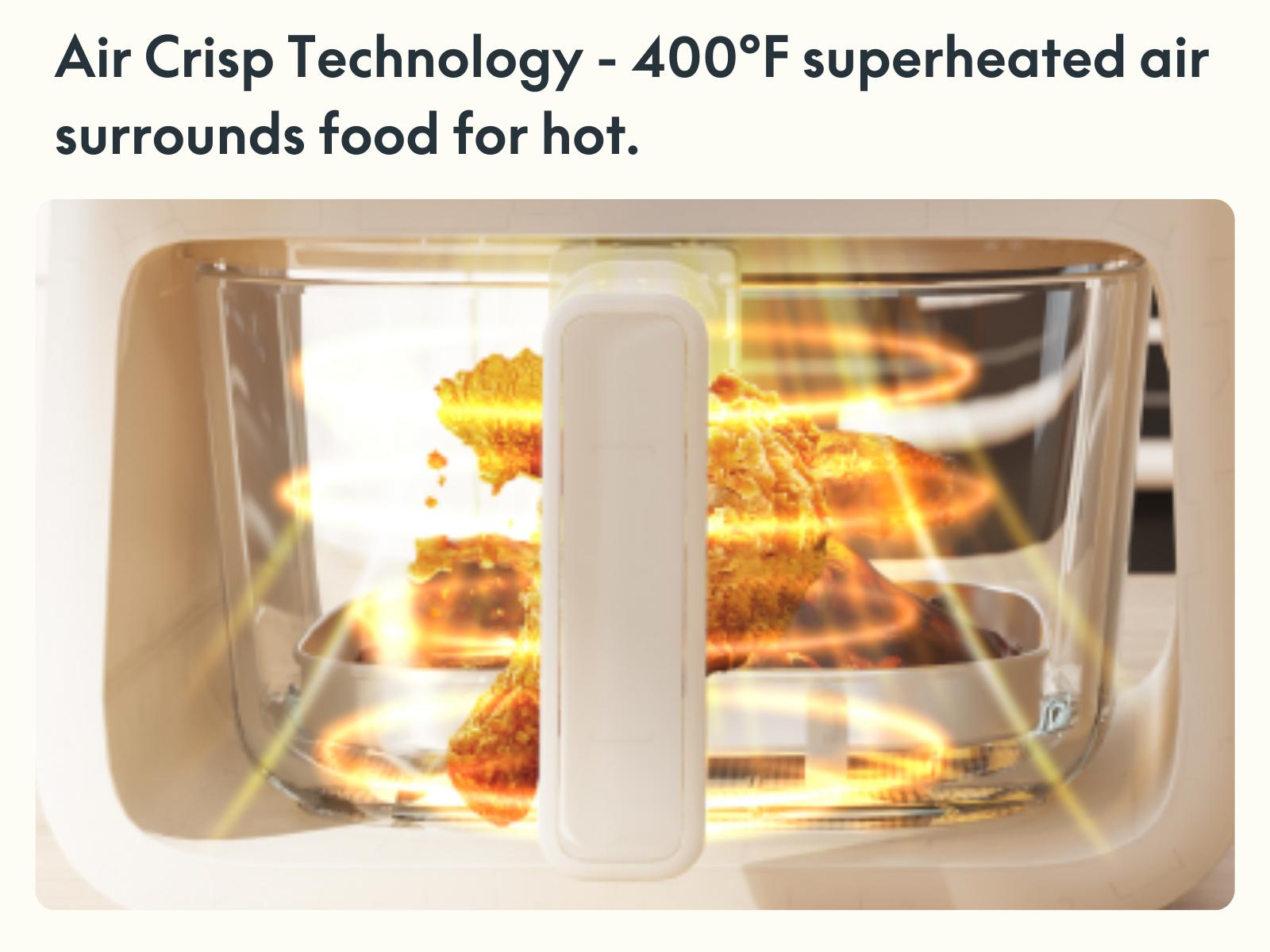 Sweet Dining 4.2QT Non-Toxic Glass Air Fryer - 5mm Tempered Glass, 400°F Air Crisp Tech, Dishwasher Safe, Multifunctional Cooker, Ivory Kitchen Appliances Sweet Dining 4.2QT Non-Toxic Glass Air Fryer - 5mm Tempered Glass, 400°F Air Crisp Tech, Dishwasher Safe, Multifunctional Cooker, Ivory Kitchen Appliances
