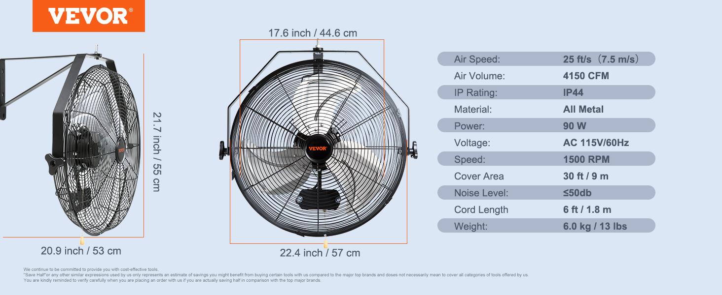 VEVOR Wall Mount Fan Waterproof IP44, Summervibes,Summervibes, 3-speed High Velocity Max. 4150 CFM, Industrial Wall Fan, Commercial or Residential for Warehouse, Greenhouse, Workshop, Patio, Black, ETL Listed VEVOR Super Brand Day VEVOR Wall Mount Fan Waterproof IP44, Summervibes,Summervibes, 3-speed High Velocity Max. 4150 CFM, Industrial Wall Fan, Commercial or Residential for Warehouse, Greenhouse, Workshop, Patio, Black, ETL Listed VEVOR Super Brand Day