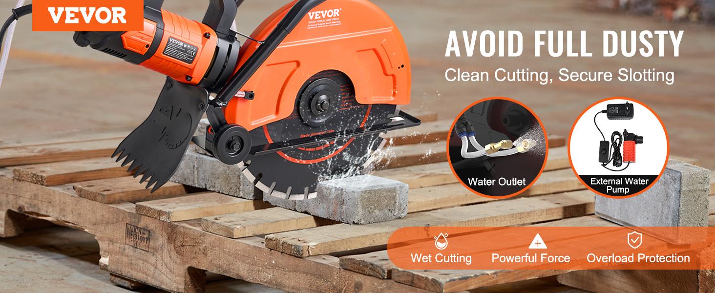 【fathersdaygift】VEVOR Electric Concrete Saw 16 in3200 W 15 A Motor Circular Saw Cutter with Max. 6 in Adjustable Cutting DepthWet Disk Saw Cutter Includes Water LinePump and Bladefor StoneBrick Construction 【fathersdaygift】VEVOR Electric Concrete Saw 16 in3200 W 15 A Motor Circular Saw Cutter with Max. 6 in Adjustable Cutting DepthWet Disk Saw Cutter Includes Water LinePump and Bladefor StoneBrick Construction