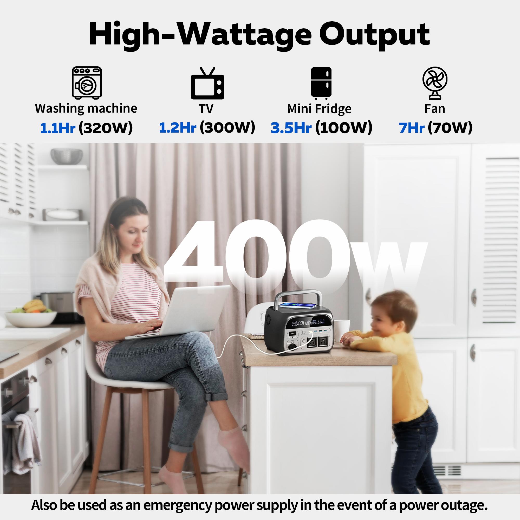 [Summerwins]CTOLITY AP400 Portable Power Station 500W/345Wh,LiFePo4 Battery Backup with UPS & Wireless Charger, Camping Essentials 2026& CPAP Emergency Prep Solar Generator Large Power Bank Phone portable charger power bank