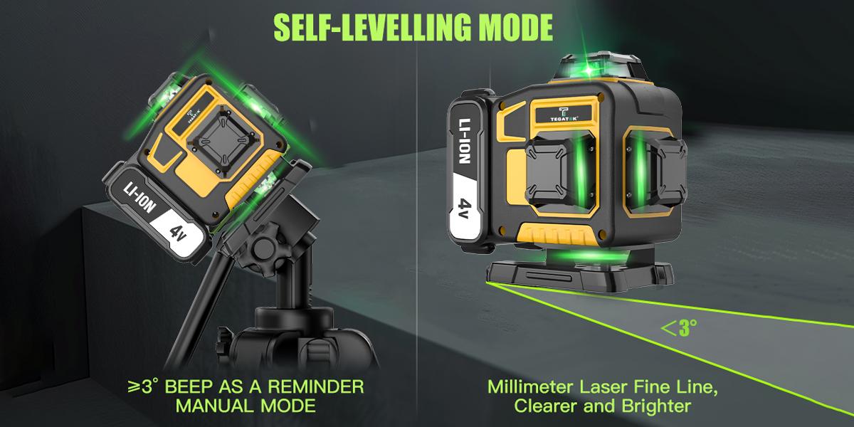 【MothersDayGift】16 Lines Laser Level,  4x360&deg; Green Laser Level With 2pcs Rechargeable Lithium Batteries/ Wall Mount For HOME And Outdoor Building Renovation Work