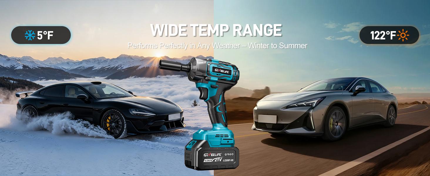 【summervibes】GEVEELIFE 750Nm 3 in 1 Brushless Impact Wrench 1/2" Cordless 3300RPM, 2×4.0Ah Batteries, 6 Sockets Car DIY Furniture Lawn Mower
