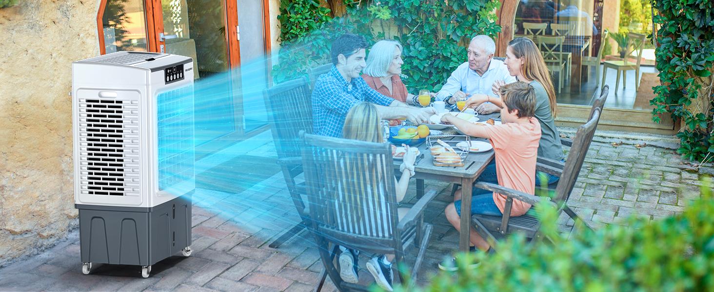 VAGKRI Swamp Cooler, Evaporative Air Cooler with 3 Modes & Wind Speeds, 9.2-12 Gallon, 120°Oscillation, 24H Timer, Portable Outdoor Air Conditioner with Auto Fill for Patio Garage Commercial Use,2100-3000 CFM #SummerVibes VAGKRI Swamp Cooler, Evaporative Air Cooler with 3 Modes & Wind Speeds, 9.2-12 Gallon, 120°Oscillation, 24H Timer, Portable Outdoor Air Conditioner with Auto Fill for Patio Garage Commercial Use,2100-3000 CFM #SummerVibes