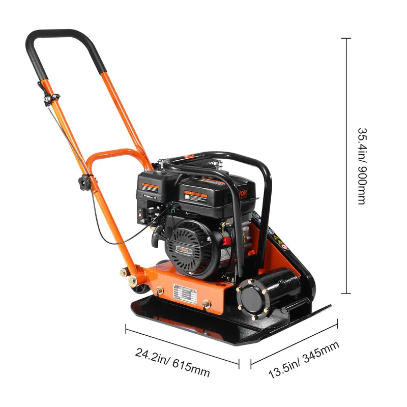Compactador de placa, motor de gasolina de 6.5 HP y 196 CC, compactador vibratorio de 4200 lb, compactador de placa de 22.1 x 15.9 pulgadas, compactador de pavimento de 5600 VPM para pasarelas, asfalto, paisajismo con adoquines