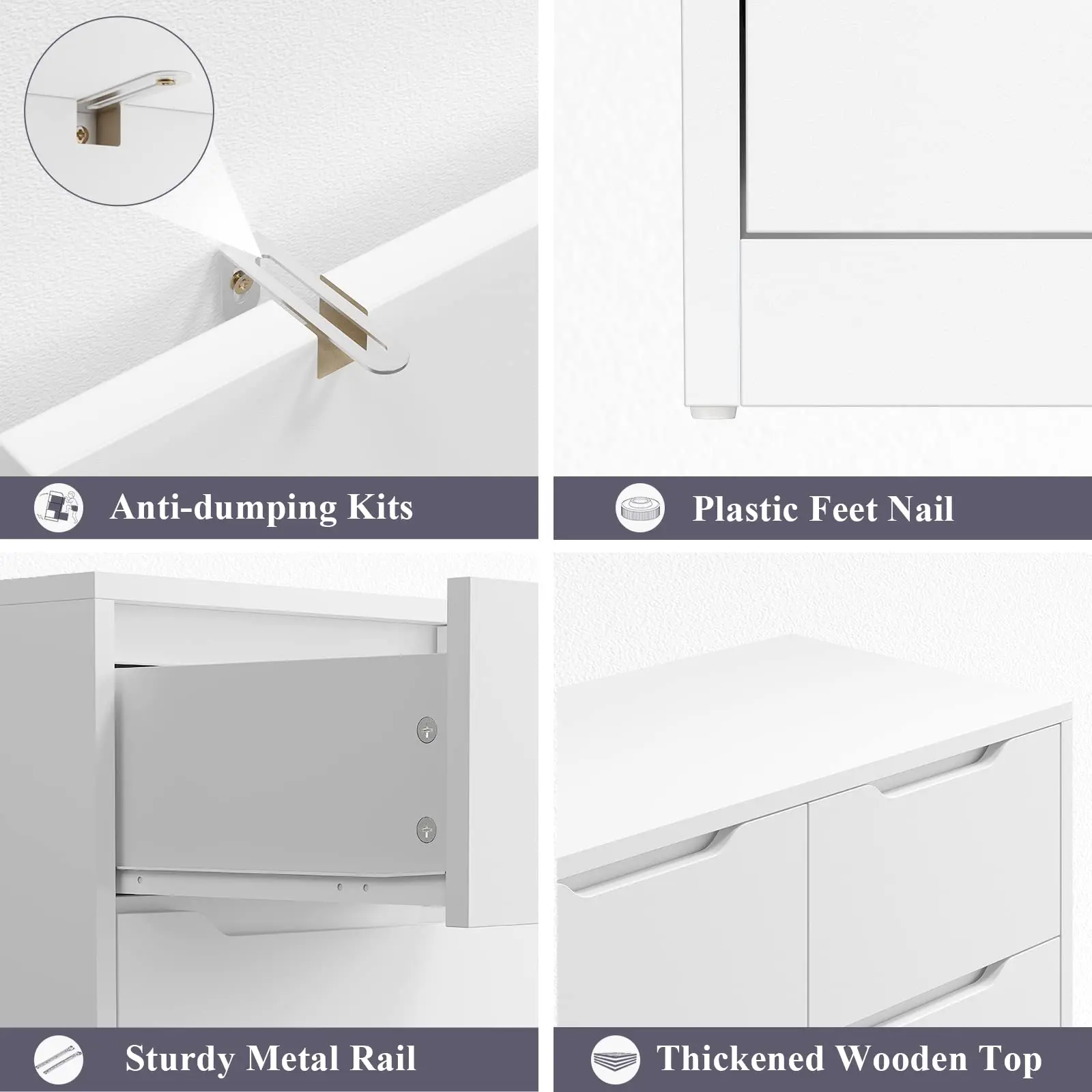 Cómoda moderna de madera con 4/5/6 cajones grandes, elegante armario de almacenamiento y cómodas con organizador grande, cómoda alta con riel de metal liso, organizador de almacenamiento blanco perfecto y decoración del hogar para dormitorio y sala de est