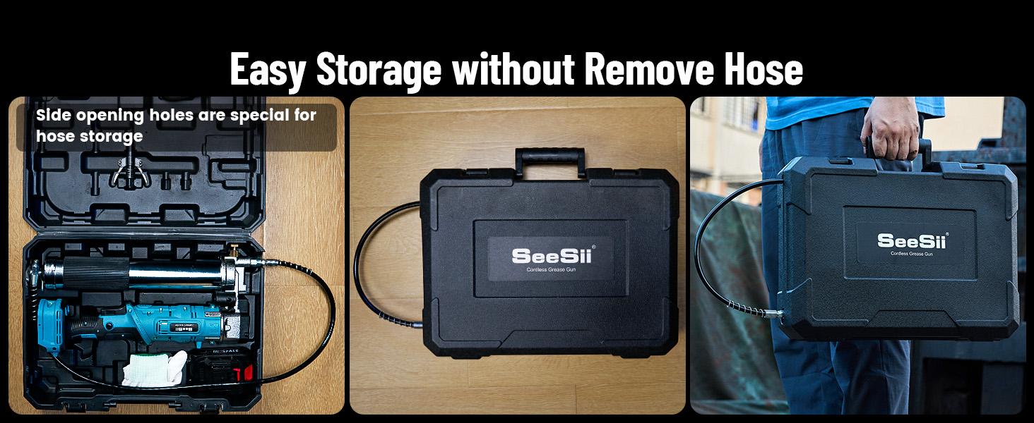 SEESII Cordless Grease Gun, Innovative 2-in-1 Easy-to-Use Electric Grease Gun, 5.3 oz/min 12,000 PSI High-Efficiency Battery Powered Grease Tool Kit, Grease Tool with 2*2.0Ah Batteries and Charger, B003 SEESII Cordless Grease Gun, Innovative 2-in-1 Easy-to-Use Electric Grease Gun, 5.3 oz/min 12,000 PSI High-Efficiency Battery Powered Grease Tool Kit, Grease Tool with 2*2.0Ah Batteries and Charger, B003