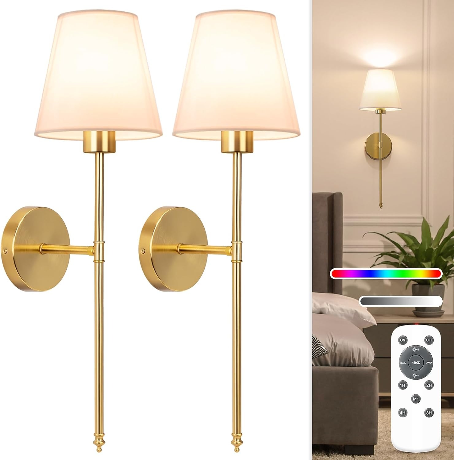 Wireless Battery-Powered Wall Lamps in /, Remote Control Bedroom Lights, Rechargeable Multi-Color Bulbs for Living Room & Hallway #TOP PICKS