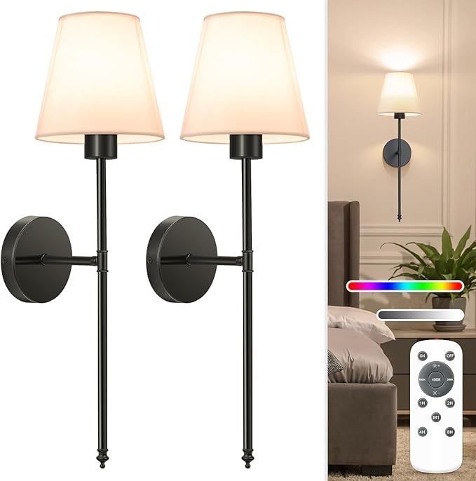 Wireless Battery-Powered Wall Lamps in /, Remote Control Bedroom Lights, Rechargeable Multi-Color Bulbs for Living Room & Hallway #TOP PICKS