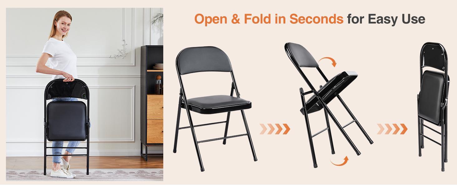 【Value Pack】Leather-Padded Folding Chair, Sturdy Metal Frame, Versatile Seating for Indoor & Outdoor Use 【Value Pack】Leather-Padded Folding Chair, Sturdy Metal Frame, Versatile Seating for Indoor & Outdoor Use