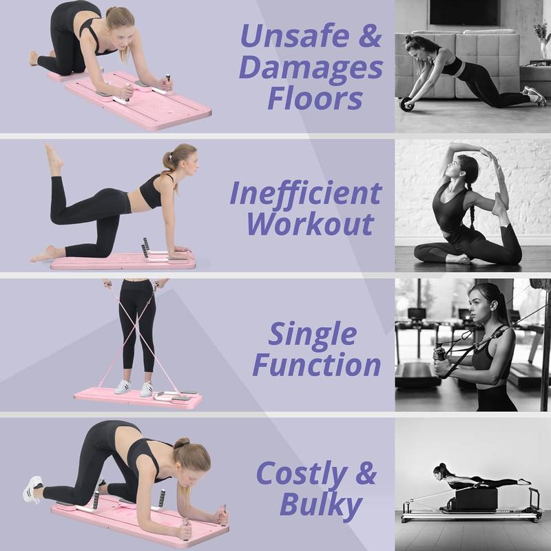 Tabla de Pilates - Set de Reformer de Pilates, Tabla de Pilates Reformer Plegable Multiusos para el Hogar, Tabla de Pilates Deslizante 5 en 1