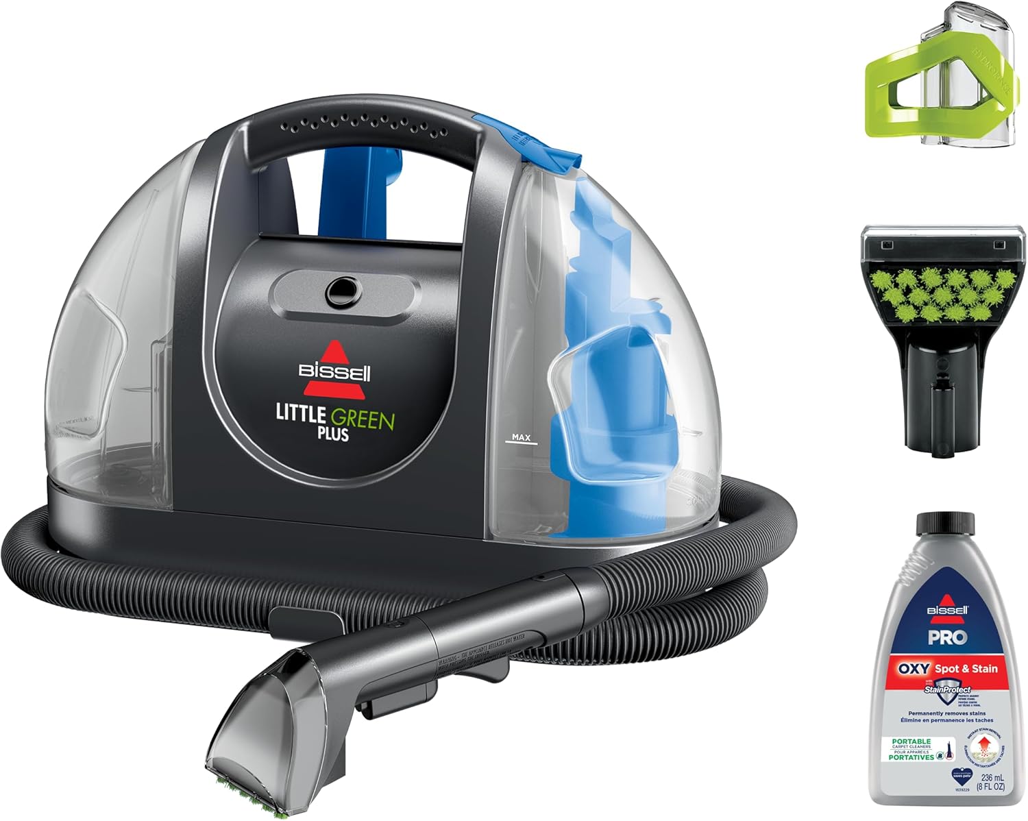 Bissell Little Green, Limpiador de alfombra y tapicería portátil multiusos, con herramientas especializadas