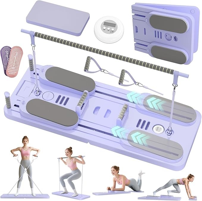 Tabla de Pilates - Set de Reformer de Pilates, Tabla de Pilates Reformer Plegable Multiusos para el Hogar, Tabla de Pilates Deslizante 5 en 1