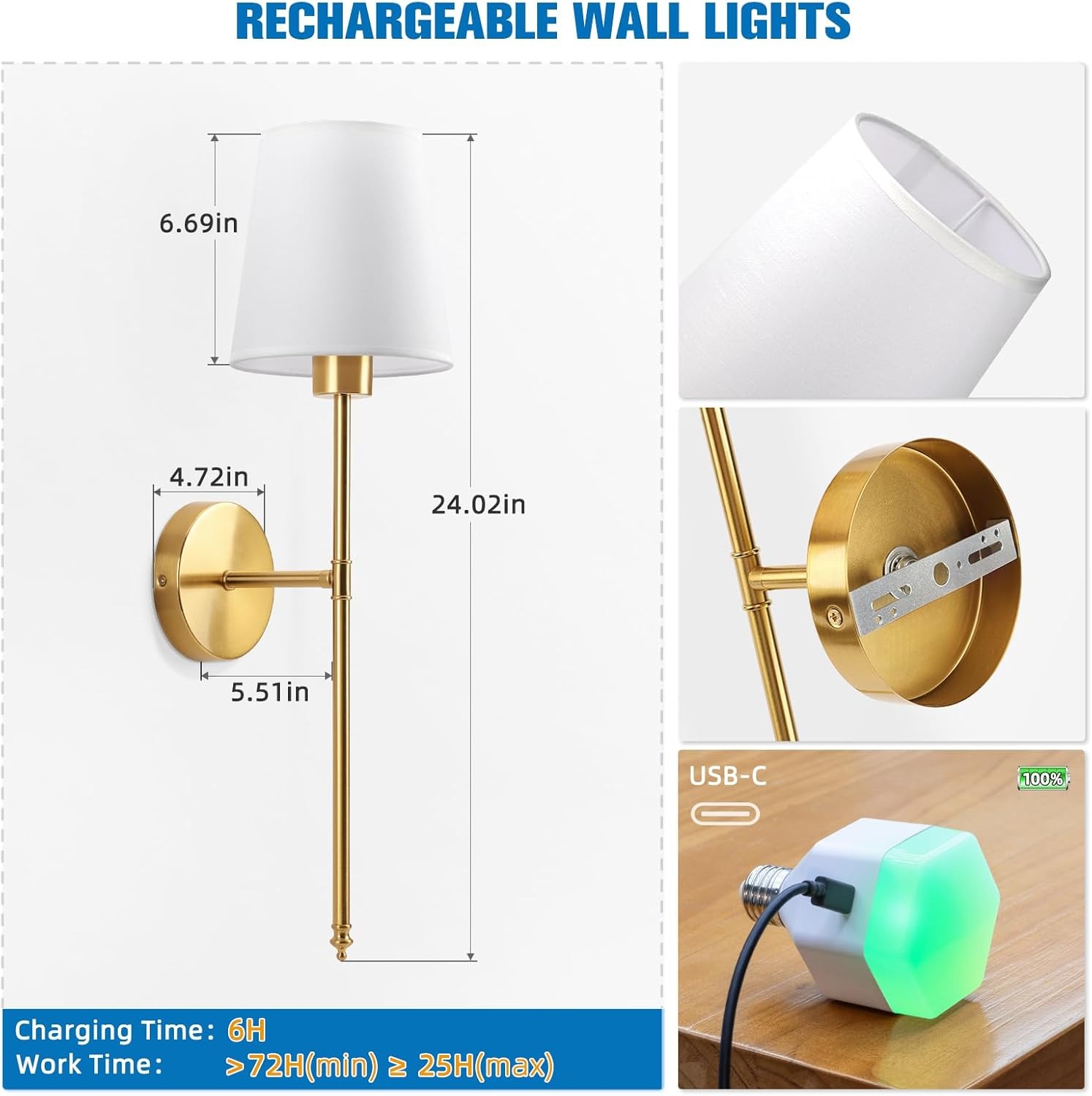 Wireless Battery-Powered Wall Lamps in /, Remote Control Bedroom Lights, Rechargeable Multi-Color Bulbs for Living Room & Hallway #TOP PICKS
