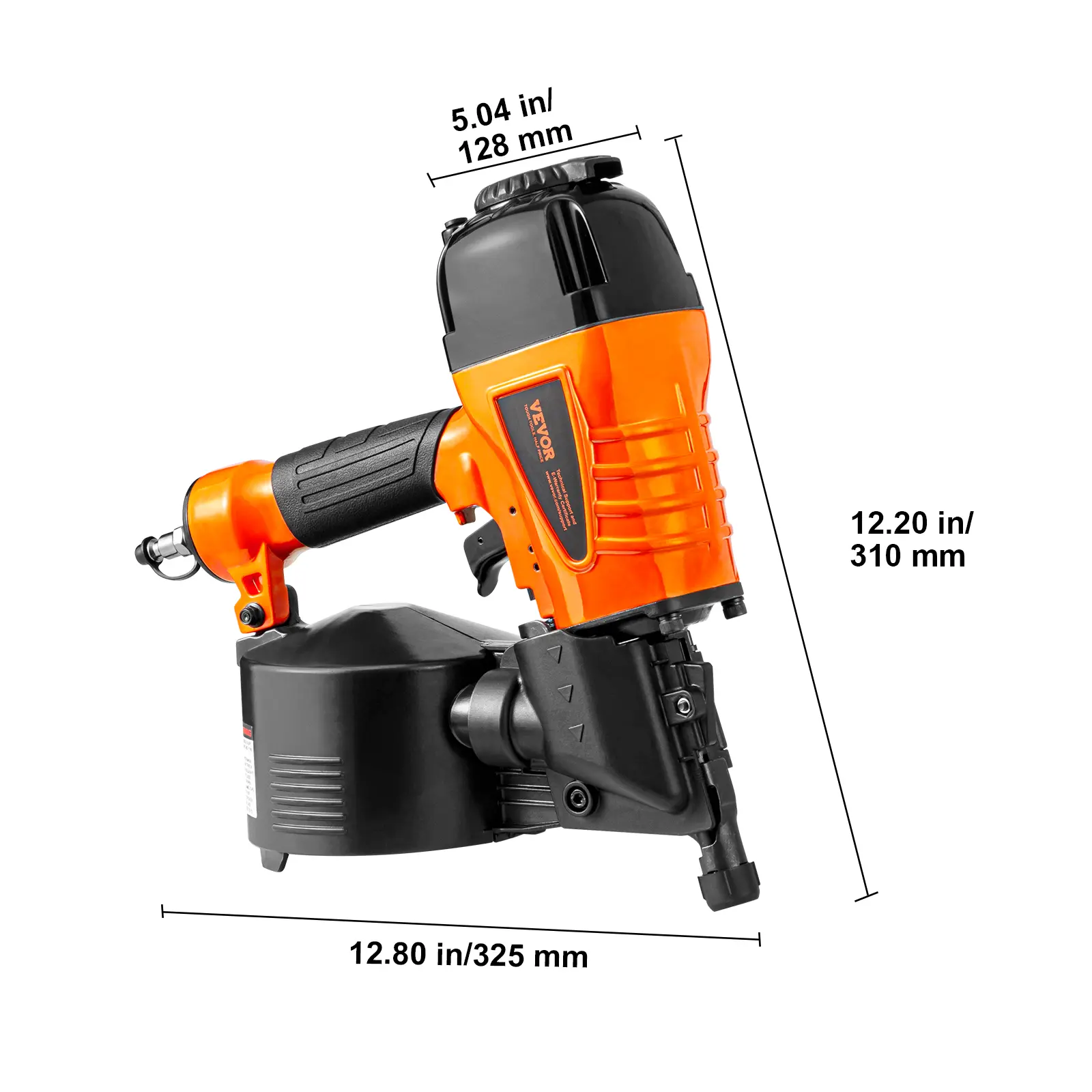 Clavadora neumática de bobina para revestimientos CN65, de 1-1/4" a 2-1/2", 15 grados, con ajuste de profundidad sin herramientas, 70-120 PSI, para revestimientos, entablado de paletas, madera, cercas y cubiertas.