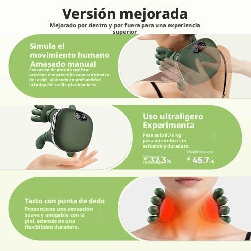 Masajeador de cuello con dedos, masajeador de cuello calentado con manos, masajeador de cuello y hombros ajustable, masaje de amasamiento profundo 4D que simula la palma real, masajeador de relajación muscular, regalo de cumpleaños para mujeres y hombres.