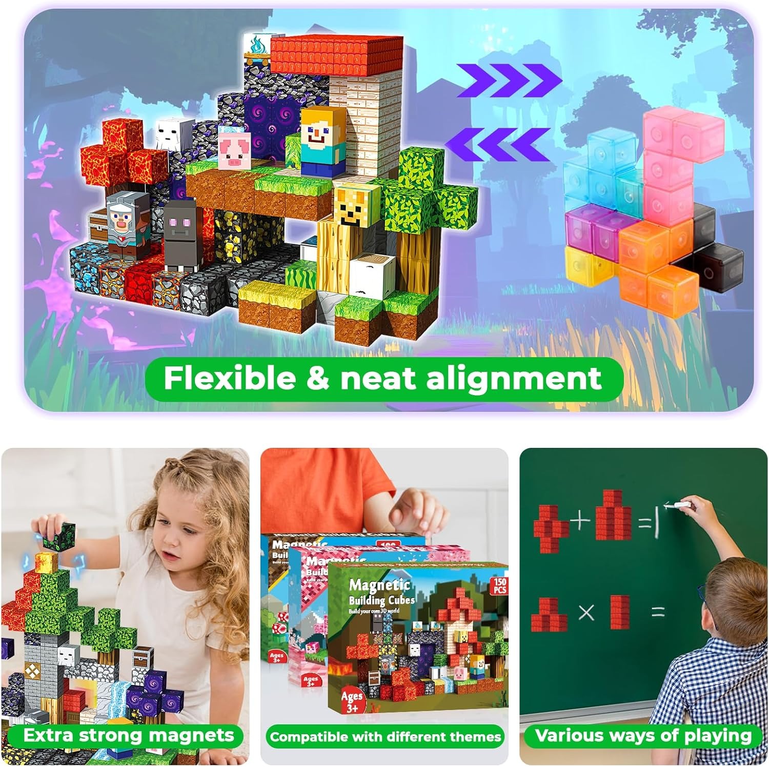 Set de 200 piezas de Bloques de Construcción Magnéticos para Niños de 3 a 8 años, Juguete Educativo STEM Montessori, Juego Sensorial y Regalo de Aprendizaje