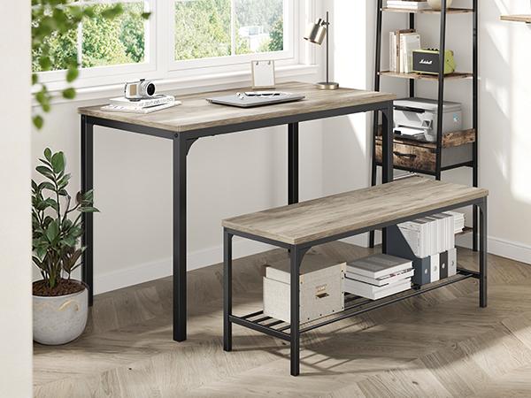 4-Seat Dining Set with Bench, Sturdy Durable Kitchen Table for Small Spaces, Ideal for Daily Meals, Brunches and Laptop Workspace 4-Seat Dining Set with Bench, Sturdy Durable Kitchen Table for Small Spaces, Ideal for Daily Meals, Brunches and Laptop Workspace