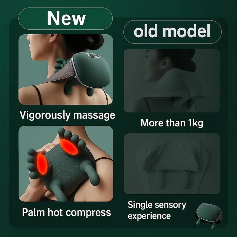 Masajeador de cuello con dedos, masajeador de cuello calentado con manos, masajeador de cuello y hombros ajustable, masaje de amasamiento profundo 4D que simula la palma real, masajeador de relajación muscular, regalo de cumpleaños para mujeres y hombres.