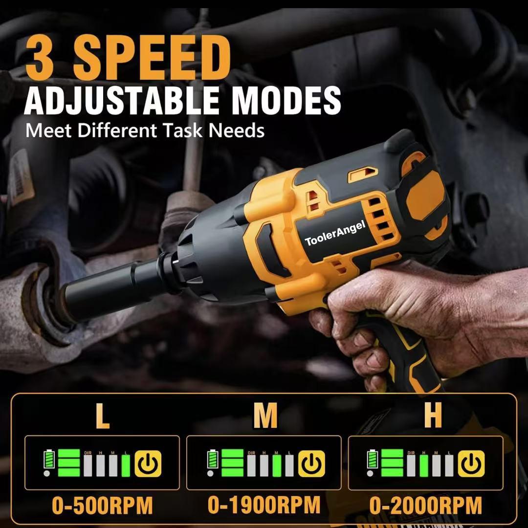 ToolerAngel 1/2-Inch Cordless Impact Wrench, 1000 Nm (737 ft-lbs) High-Torque Wrench, 20V 2000 RPM Brushless Motor, 2x 6.0Ah Lithium-Ion Batteries, Charger & 6 Sockets, Brushless Power Wrench, Mechanic Tool ToolerAngel 1/2-Inch Cordless Impact Wrench, 1000 Nm (737 ft-lbs) High-Torque Wrench, 20V 2000 RPM Brushless Motor, 2x 6.0Ah Lithium-Ion Batteries, Charger & 6 Sockets, Brushless Power Wrench, Mechanic Tool