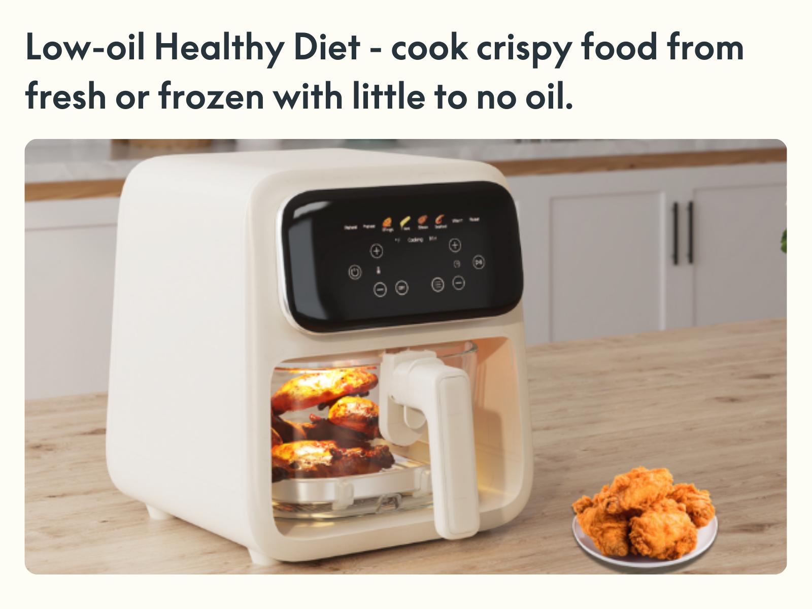 Sweet Dining 4.2QT Non-Toxic Glass Air Fryer - 5mm Tempered Glass, 400°F Air Crisp Tech, Dishwasher Safe, Multifunctional Cooker, Ivory Kitchen Appliances Sweet Dining 4.2QT Non-Toxic Glass Air Fryer - 5mm Tempered Glass, 400°F Air Crisp Tech, Dishwasher Safe, Multifunctional Cooker, Ivory Kitchen Appliances