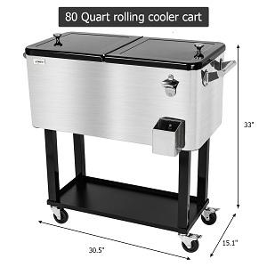 VINGLI 80 Quart Rolling Ice Chest on Wheels, Portable Patio Party Bar Drink Cooler Cart, with Shelf, Beverage Pool with Bottle Opener,Water Pipe Fathersdaygift VINGLI 80 Quart Rolling Ice Chest on Wheels, Portable Patio Party Bar Drink Cooler Cart, with Shelf, Beverage Pool with Bottle Opener,Water Pipe Fathersdaygift