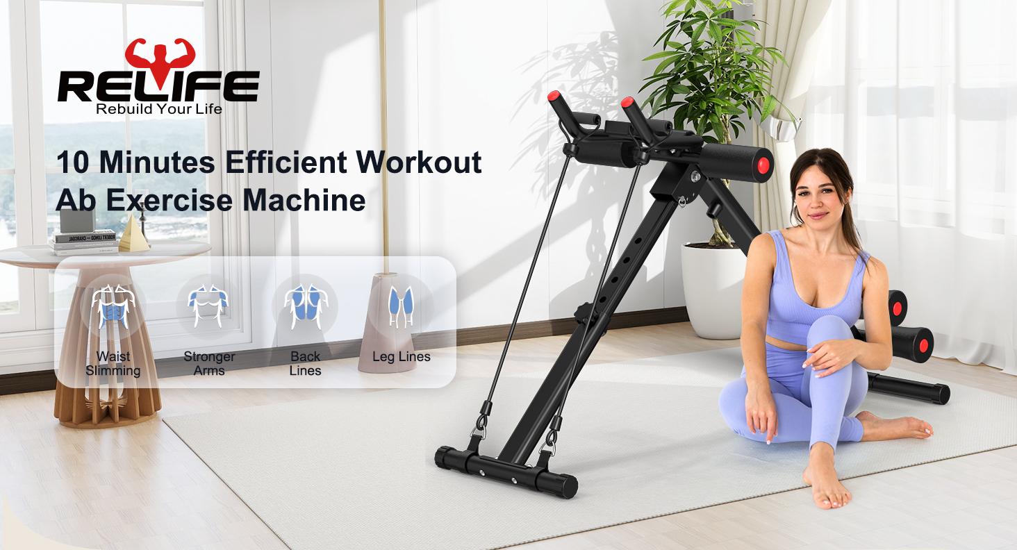 Relife Sports Adjustable Foldable Ab Trainer Machine with LCD Monitor | Home Gym Core, Abs & Waist Shaper | Knee Protection & Resistance/Elastic Bands | Arm, Leg & Buttocks Workout Equipment | Beginner-Friendly Relife Sports Adjustable Foldable Ab Trainer Machine with LCD Monitor | Home Gym Core, Abs & Waist Shaper | Knee Protection & Resistance/Elastic Bands | Arm, Leg & Buttocks Workout Equipment | Beginner-Friendly
