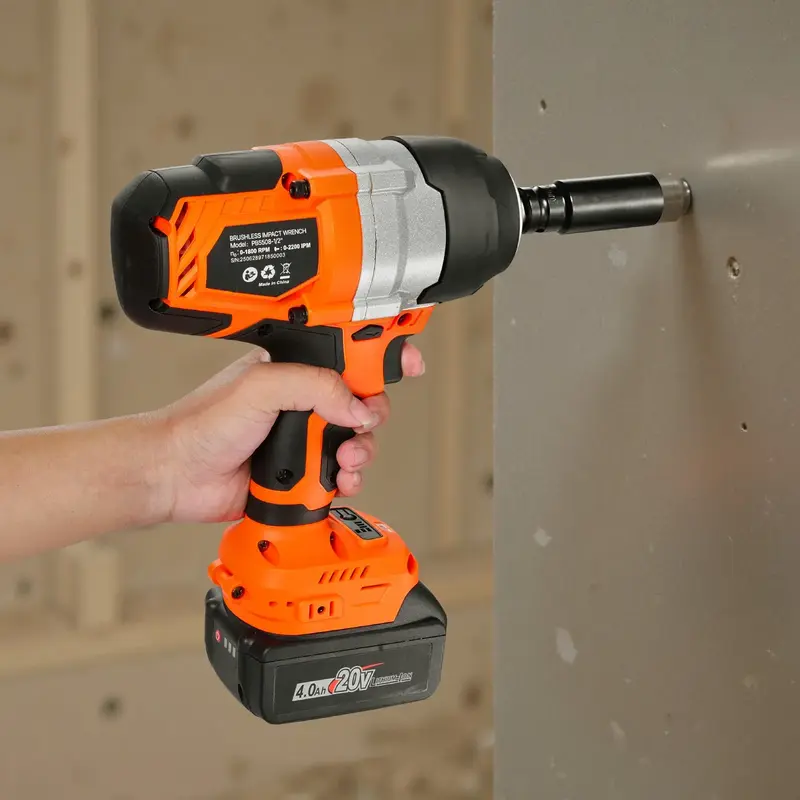 Llave de impacto inalámbrica, 958.8 ft-lbs / 1300 N·m de alto torque, 1/2 pulgada, llave de impacto eléctrica de 20 V con motor sin escobillas, 2 baterías de 4 Ah, cargador, 5 vasos y clip para cinturón, para neumáticos de automóviles y camiones.