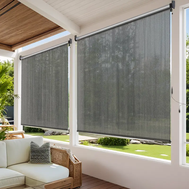 TLGREEN HDPE Outdoor Roller Shade - 1pc Patio Pergola Shade Cloth with Aluminum Tube & Cordless Wand Operation, Perfect for Sun Shade Design，Adjustable  Canopy, mothers day gifts ideas