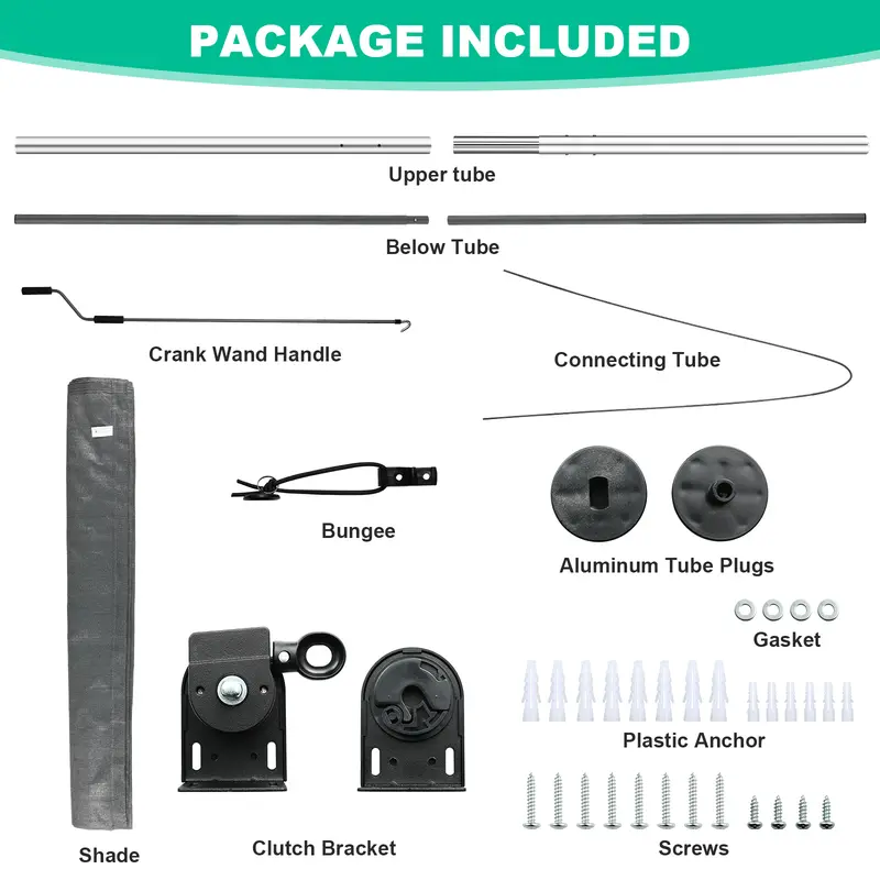 TLGREEN HDPE Outdoor Roller Shade - 1pc Patio Pergola Shade Cloth with Aluminum Tube & Cordless Wand Operation, Perfect for Sun Shade Design，Adjustable  Canopy, mothers day gifts ideas
