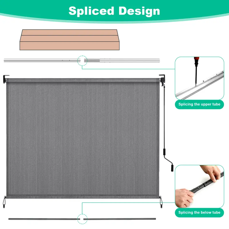 TLGREEN HDPE Outdoor Roller Shade - 1pc Patio Pergola Shade Cloth with Aluminum Tube & Cordless Wand Operation, Perfect for Sun Shade Design，Adjustable  Canopy, mothers day gifts ideas