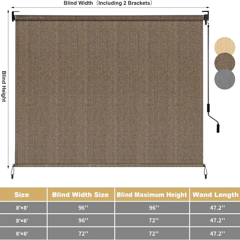 TLGREEN HDPE Outdoor Roller Shade - 1pc Patio Pergola Shade Cloth with Aluminum Tube & Cordless Wand Operation, Perfect for Sun Shade Design，Adjustable  Canopy, mothers day gifts ideas