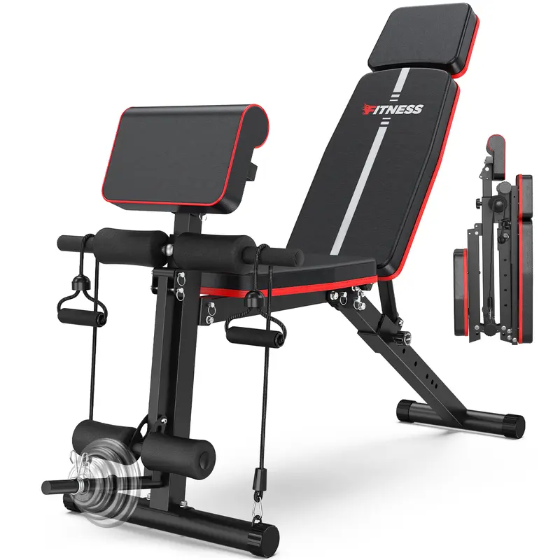 Bearbro 770 LB Adjustable Weight Bench Foldable Workout Bench Press for Full Body Strength Training, Incline Decline Bench with Fast Folding