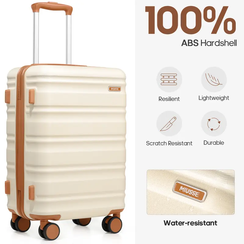 Juego de maletas rígidas de 3 piezas Miusse&UKEIN, maletas de 71 cm con ruedas giratorias QuietGlide, cerradura TSA, sistema de organización Maxpac, equipaje de mano duradero y elegante.