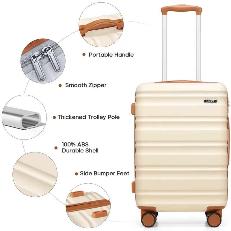 Juego de maletas rígidas de 3 piezas Miusse&UKEIN, maletas de 71 cm con ruedas giratorias QuietGlide, cerradura TSA, sistema de organización Maxpac, equipaje de mano duradero y elegante.