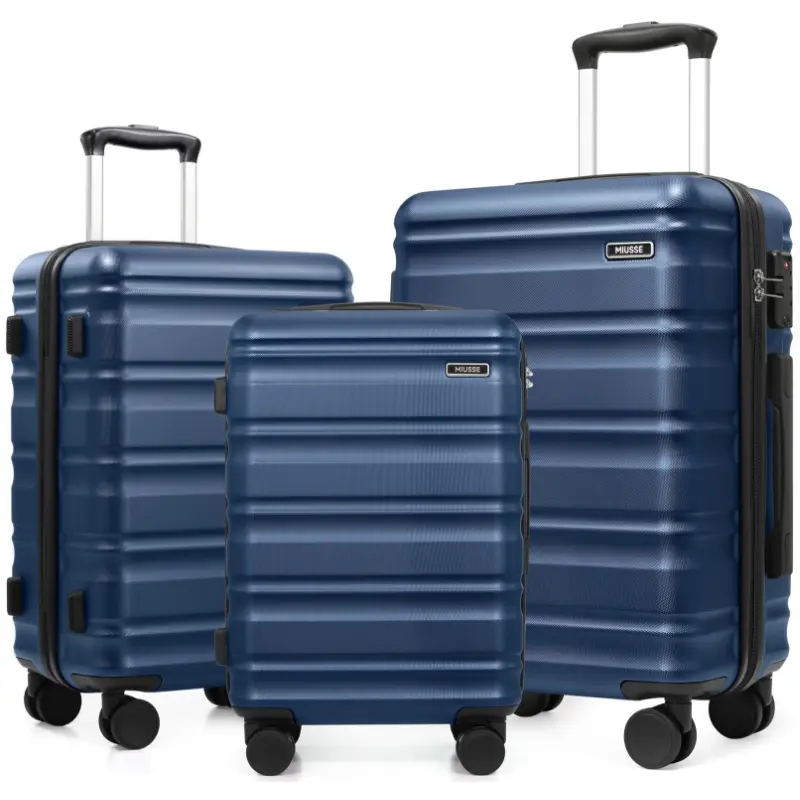 Juego de maletas rígidas de 3 piezas Miusse&UKEIN, maletas de 71 cm con ruedas giratorias QuietGlide, cerradura TSA, sistema de organización Maxpac, equipaje de mano duradero y elegante.
