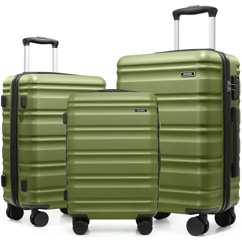Juego de maletas rígidas de 3 piezas Miusse&UKEIN, maletas de 71 cm con ruedas giratorias QuietGlide, cerradura TSA, sistema de organización Maxpac, equipaje de mano duradero y elegante.