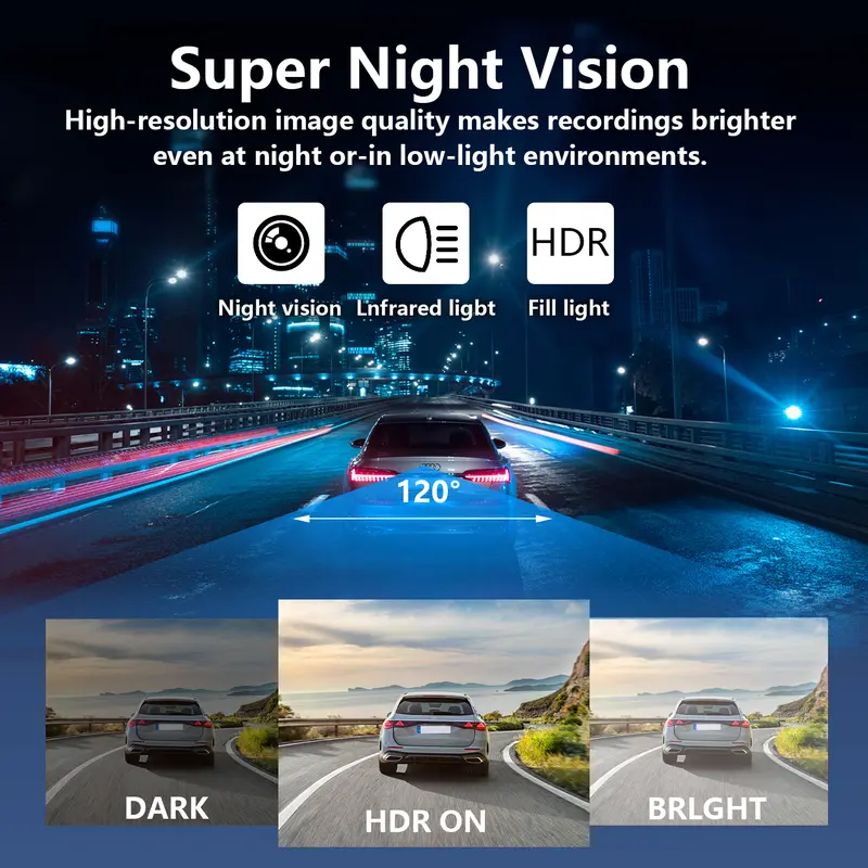 Cámara de salpicadero para coche WHATOOK de 4 canales y 360° con resolución 4K Ultra HD (grabadora de vídeo para automóviles, grabadora de conducción HD) con lentes frontal, trasera e interior, pantalla de 3,5", control por WiFi y aplicación, sensor G, co
