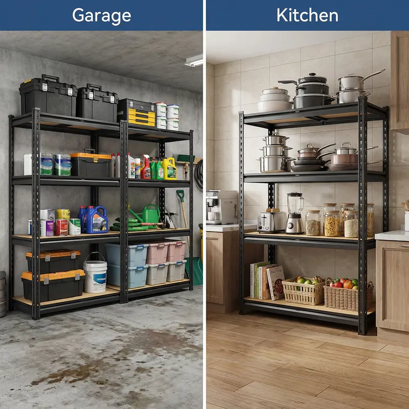 Raybee 2-Pack 5-Tier Heavyduty Garage Shelving Units Metal Shelves Storage Height Adjustable Utility Racks for Warehouse Organizing Pantry Kitchen Basement Shelf Organizer 35.5"Wide 12" Deep 60" High Twin Size 71" Wide 