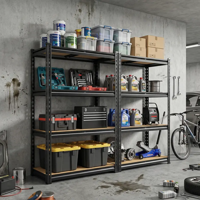 Raybee 2-Pack 5-Tier Heavyduty Garage Shelving Units Metal Shelves Storage Height Adjustable Utility Racks for Warehouse Organizing Pantry Kitchen Basement Shelf Organizer 35.5"Wide 12" Deep 60" High Twin Size 71" Wide 