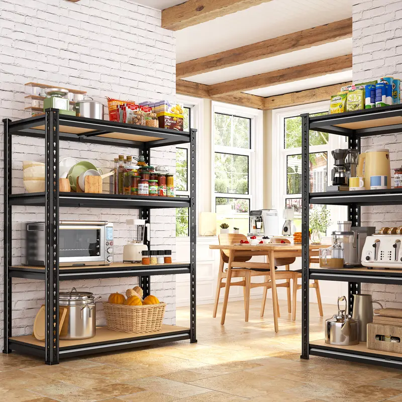 Raybee 2-Pack 5-Tier Heavyduty Garage Shelving Units Metal Shelves Storage Height Adjustable Utility Racks for Warehouse Organizing Pantry Kitchen Basement Shelf Organizer 35.5"Wide 12" Deep 60" High Twin Size 71" Wide 