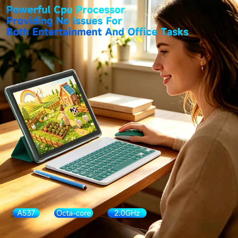 Tableta PEICHENG Android 15.0 de 10.1" IPS, 6 GB de RAM nativa (ampliable a 20 GB), 128 GB de ROM + 1 TB ampliable, procesador Octa-Core de 2.0 GHz, WiFi 6, 5G y Bluetooth 5.0 con teclado, ratón y lápiz óptico incluidos. Tabletas en oferta. Paquete de tab