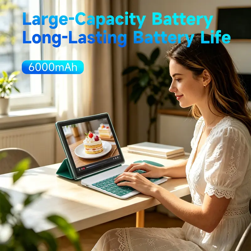 Tableta PEICHENG Android 15.0 de 10.1" IPS, 6 GB de RAM nativa (ampliable a 20 GB), 128 GB de ROM + 1 TB ampliable, procesador Octa-Core de 2.0 GHz, WiFi 6, 5G y Bluetooth 5.0 con teclado, ratón y lápiz óptico incluidos. Tabletas en oferta. Paquete de tab