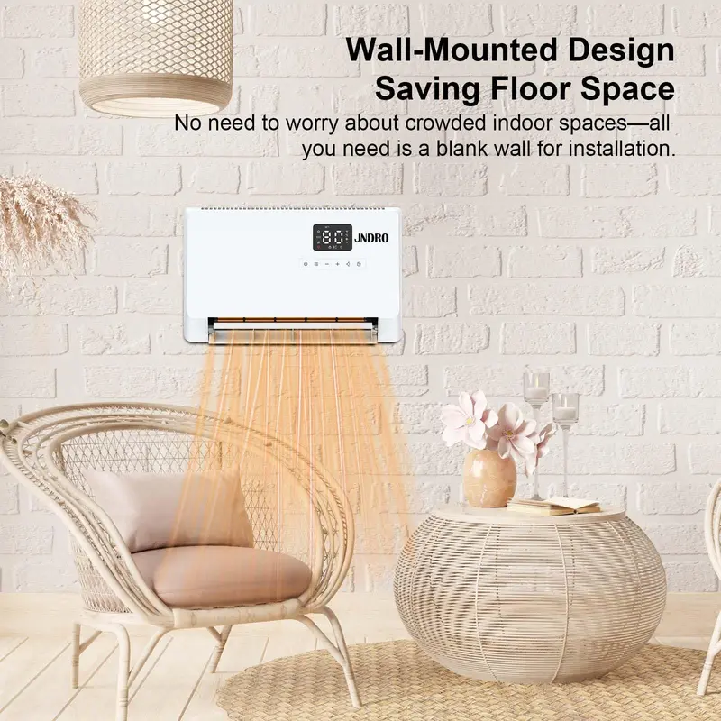 Calefactor de pared inteligente, calefactor eléctrico de calentamiento rápido de 1500 W para uso en interiores, calefactor de panel montado en la pared con modos de oscilación, temporizador de 24 horas con protección contra sobrecalentamiento para dormito