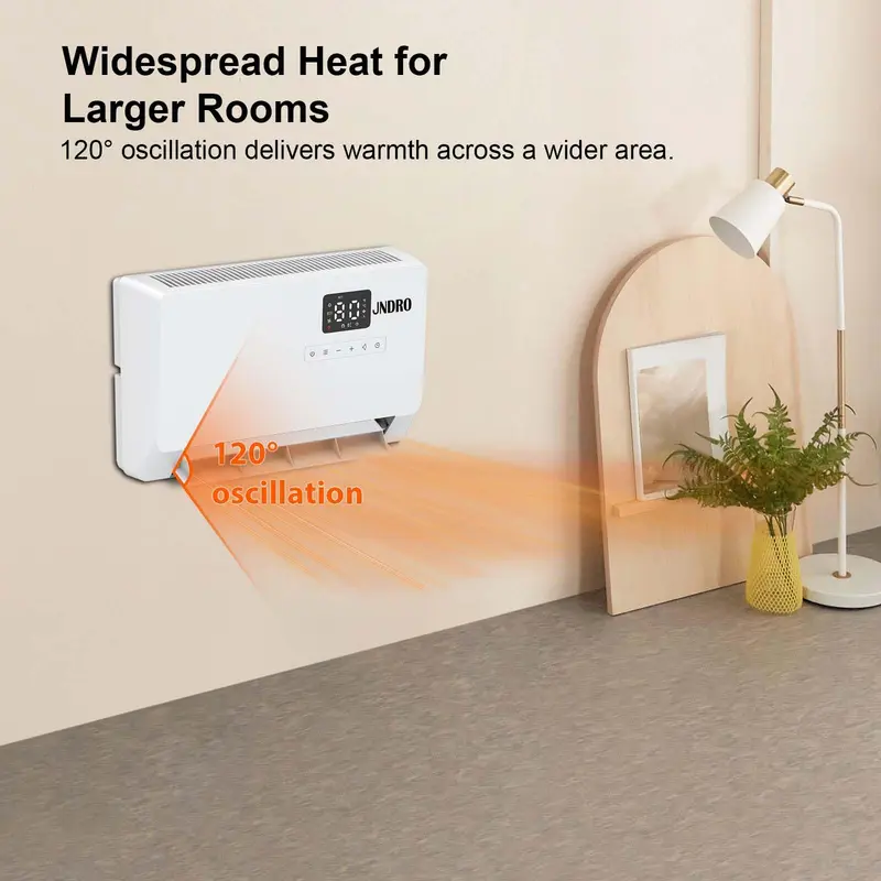 Calefactor de pared inteligente, calefactor eléctrico de calentamiento rápido de 1500 W para uso en interiores, calefactor de panel montado en la pared con modos de oscilación, temporizador de 24 horas con protección contra sobrecalentamiento para dormito