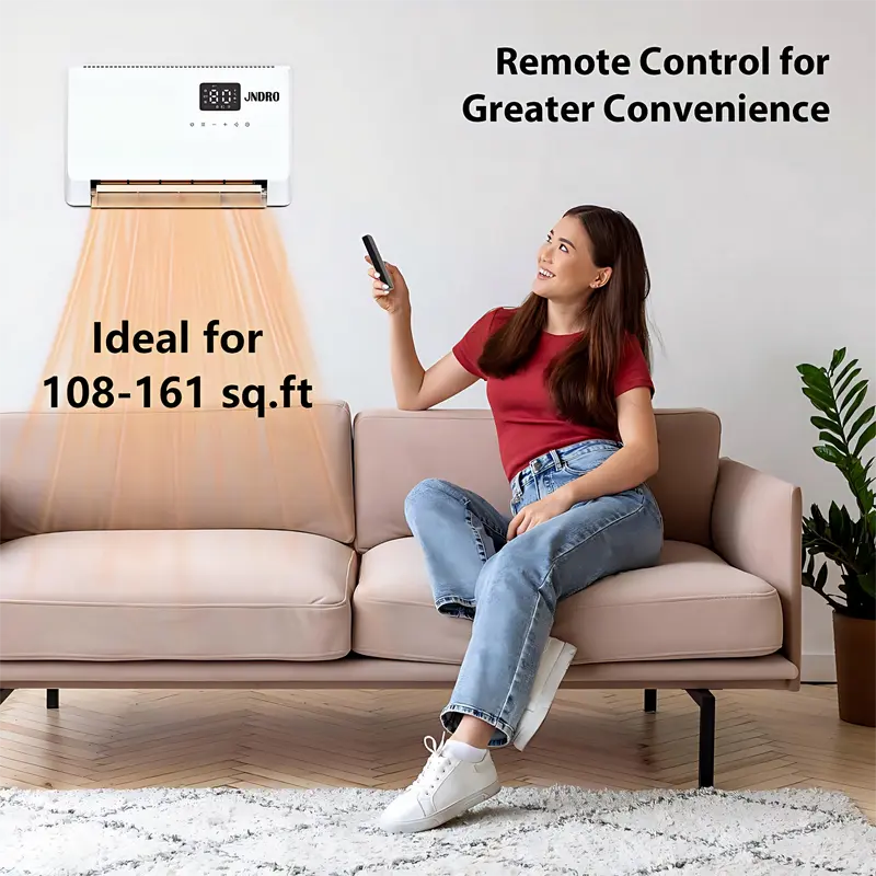 Calefactor de pared inteligente, calefactor eléctrico de calentamiento rápido de 1500 W para uso en interiores, calefactor de panel montado en la pared con modos de oscilación, temporizador de 24 horas con protección contra sobrecalentamiento para dormito