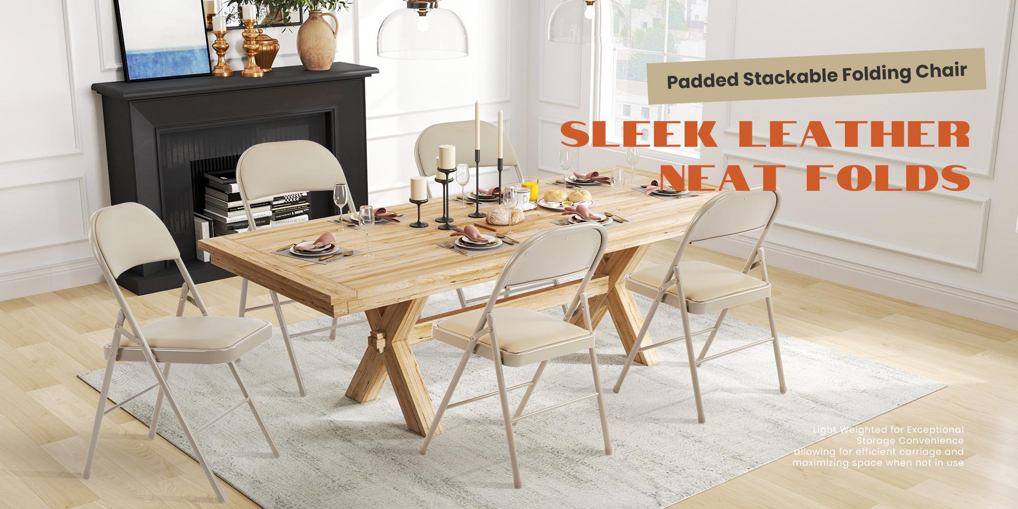 【Value Pack】Leather-Padded Folding Chair, Sturdy Metal Frame, Versatile Seating for Indoor & Outdoor Use 【Value Pack】Leather-Padded Folding Chair, Sturdy Metal Frame, Versatile Seating for Indoor & Outdoor Use